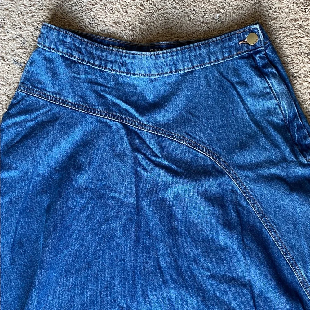 a.n.a Asymmetrical Denim Skirt - Blue - Picture 3 of 8